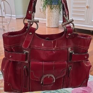 Elegant Red Patent Leather Handbag